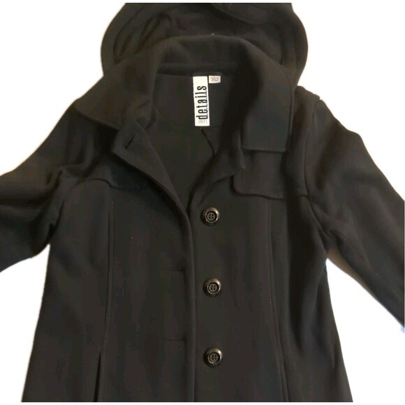 Intl D.E.T.A.I.L.S. Hooded Jacket Women Large Peacoat Hip Length Black L - Picture 3 of 10